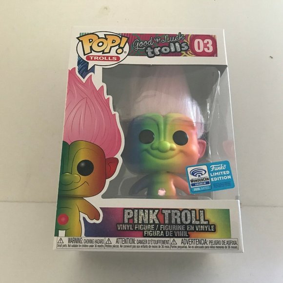 2020 Wondercon Rainbow Troll with Pink Hair Funko Pop Figure #3 - Picture 2 of 9